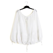 Chanel 2007 Top Blouse Broderie FR44 Slavic White Cotton Shirt Blouse UK16 US12
