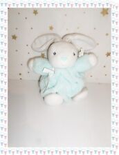 ㉙ - Doudou Peluche Boule Lapin Patapouf Vert d'Eau Blanc Gris Oiseau Plume Kaloo