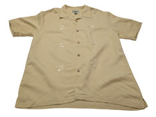 Chemise hawaïenne soie jaune brodée Caribbean Soul taille XL #556h