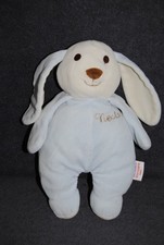 ?Peluche Doudou Lapin Bleu Blanc TCF Tout Compte Fait Nestor Hochet Grelot 26Cm
