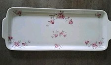 Grand Plat à Cake LIMOGES Décor Fleurs Roses Excellent État 