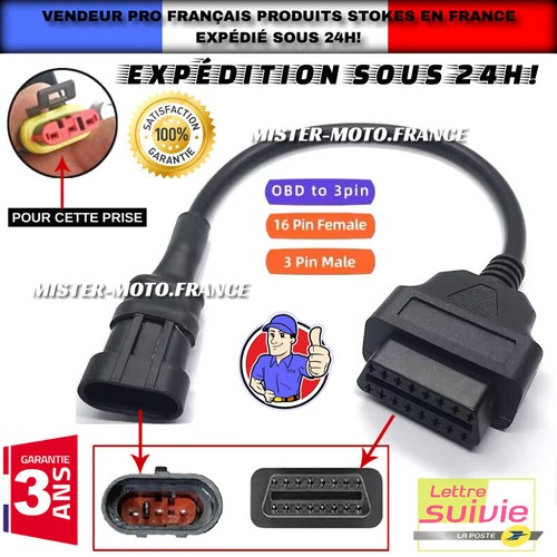 Câble obd2 moto adaptateur - câble,