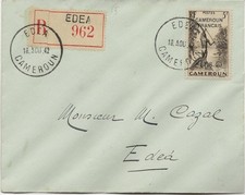 LETTRE RECOMMANDEE  CAMEROUN  AFFRANCHIE N° 230 OBLITEREE EDEA -1942