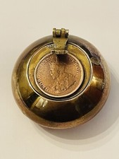 Boîte à Tabac à Priser Art Nouveau  Cendrier en Laiton Pièce George V Coin 
