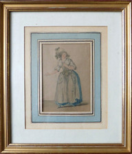 Gravure lithographie 19e siècle encadrée Mode Femme