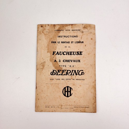 Brochure ancienne deering - ancienne, –
