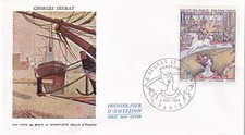 Enveloppe 1er jour timbrée 1969 GEORGES SEURAT tableau port de HONFLEUR cirque