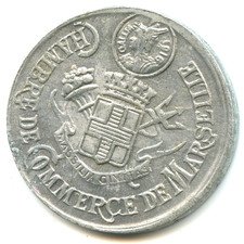 jeton alu 5 centimes chambre de commerce de Marseille 1916 de qualité n°6179