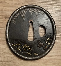 TSUBA JAPONAIS  ÉPOQUE EDO XIXème Garde de sabre - Crapaud Averse