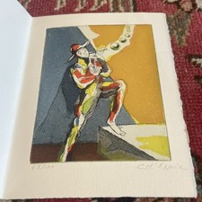 Christian D’ESPIC ARLEQUIN VŒUX 1974 EAU-FORTE AQUATINTE Bel État Introuvable !