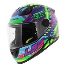 LS2 FF812 Kids junior Svent bleu brillant vert - Casque de course moto enfant