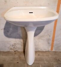 Lavabo sur Colonne en Céramique Blanche Allia Rétro Salle de Bain d'époque 1970