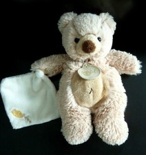 *. DOUDOU BABY NAT' OURS MOUCHOIR MARRON ECRU BEIGE CROIX EXCELLENT ETAT