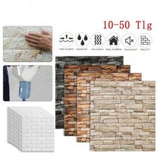10-50 Pièces Papier Peint Auto-Adhésif 3D Aspect Pierre Panneaux Muraux Brique Bricolage Mur