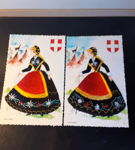Cartes postales brodees - cartes,