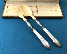 Joseph CROSSARD couvert de service à salade ART NOUVEAU argent MINERVE décor GUI