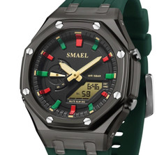 Montre Homme SMAEL 8088 Couleur vert - Sport Étanche 50M Double Affichage LED