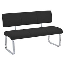 Banc design siège 3 places piètement chromé dossier revêtement en tissu noir