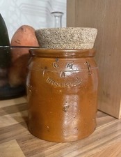 Antique Crock Pots French Stoneware Nord 1 Liter Brown ware 7” Bellignies