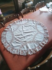 Grand Napperon Rond En Coton Et Dentelle