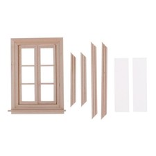 Accessoire De Cadre De Fenêtre à 6 Volets En Bois Non Peint Miniature De