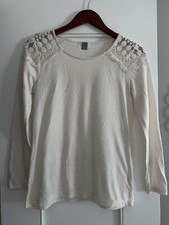 Old Navy Women’s Small Ivory Cream Long Sleeve Shirt Lace Details 