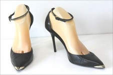 GUESS BY MARCIANO Escarpins  Cuir Chaînette DoréeTalons Aiguilles T 38 TBE