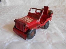 Jouet en fer-blanc français Joyax Willys Jeep pompier années 50