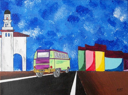 Tableau naif jour getxo - tableau, à