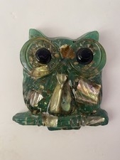 Chouette Inclusion en résine années 60-70 coquillages Décoration Vintage