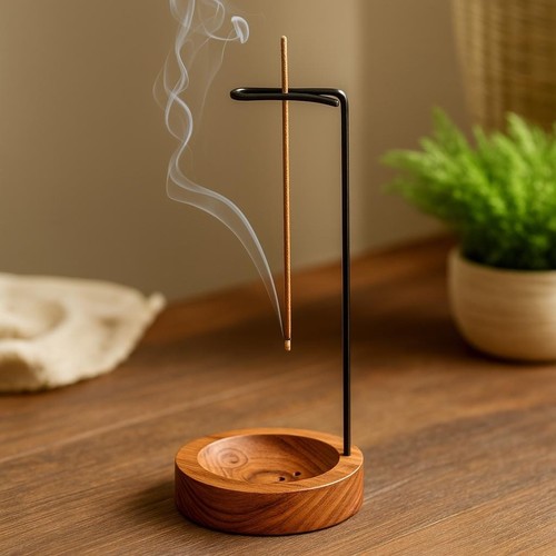 Modern wooden incense burner - incense,