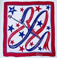 Rare foulard en soie CARVEN Centenaire Statue of Liberty 1886-1986 Centennial 