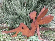 Fée en rouille noble avec doubles ailes décoration de jardin rouille décorati...