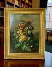 GRAND TABLEAU / TECHNIQUE MIXTE BURGAUTÉE SOUS VERRE SUR PANNEAU BOIS  ENCADRÉ