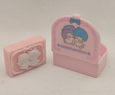 Sanrio Little Twin Stars gomme 1976 vintage Kiki & Lala Japan eraser pink case