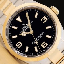 Rolex Explorer 124273 18K Acier Doré 2-TONE Noir 3-6-9 Cadran 36MM Huître Montre