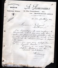MONTLUCON (03) COMPTOIR des BOIS "A. ROUSSEAUX" en 1911