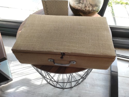 Mallette vintage bois tissu - bois, et
