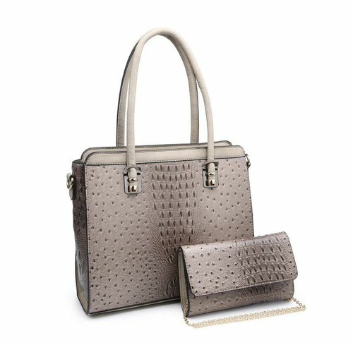 Satchel clutch set in khaki - clutch,