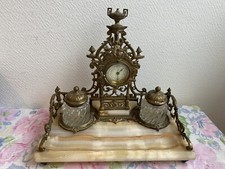 ancienne horloge double encrier sur marbre bronze ? deco bureau retro 