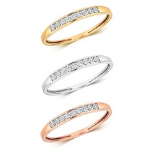 Bague Femme Semi Pavée Or Blanc/Jaune/Rose 9 k/carat et Diamant