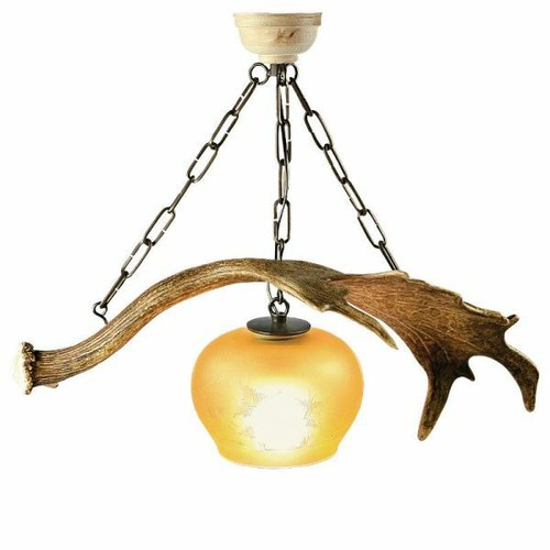 Lustre avec vrai bois - , daim