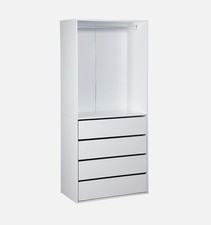 Module Dressing avec 4 tiroirs et 1 penderie blanc. panneaux stratifiés 