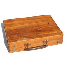 Ancienne mallette de peinture LEFRANC vide / mallette de peintre en bois