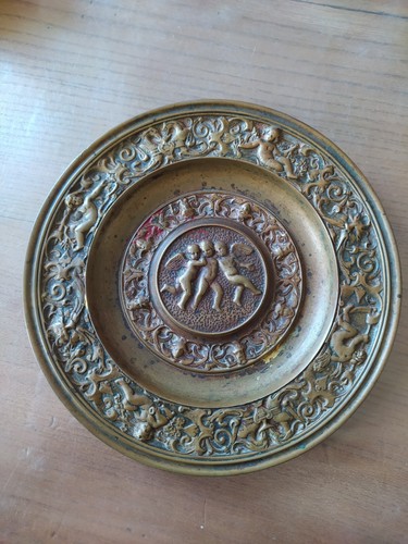 Assiette bronze xviiiè putti - bronze,