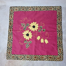 Housse De Coussin Vintage - Appliqué Floral - Décoration Ethnique Bohème Chic