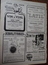 LATIL camion + carburateur ZENITH + vin de VIAL pub papier ILLUSTRATION 1917