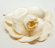 Auth Chanel camélia corsage tissu blanc fleur broche accessoire vintage
