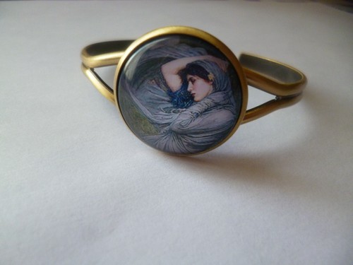 Bracelet jonc cabochon - bracelet, or