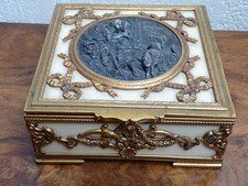 Superbe rare ancienne boîte à bijoux avec des bronzes dorés et ivoirine 19th